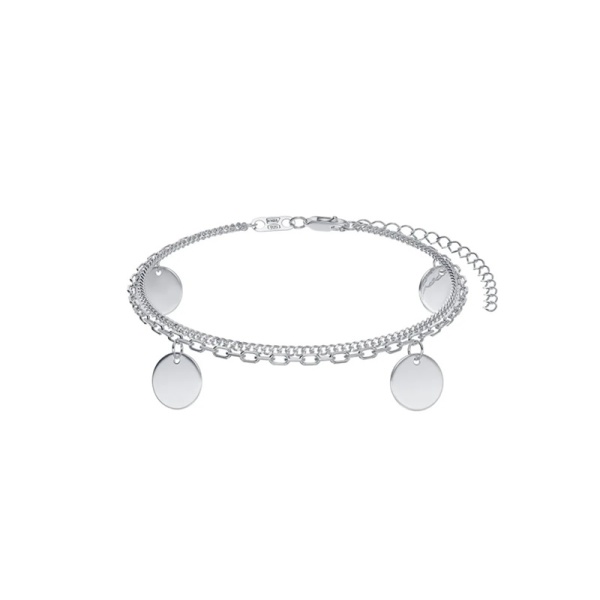 Браслет из серебра, плетение «Гурмета + Форцатина рада с дисками»